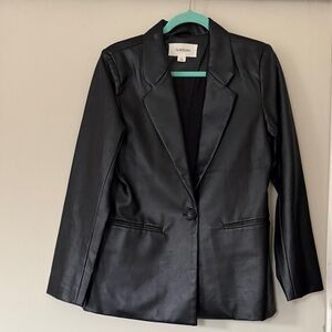 Glassons Sleek Black Leather-Look Blazer with Pockets